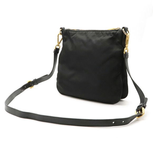 Prada Black Nero Leather Bag Nylon Crossbody - Picture 1 of 9